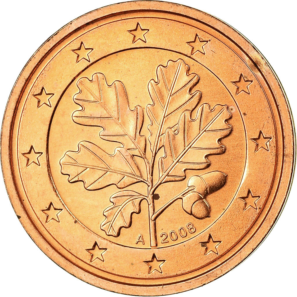 GERMANIA - REPUBBLICA FEDERALE, 2 Euro Cent, 2008, SPL, Acciaio placcato rame