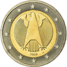 ALEMANHA - REPÚBLICA FEDERAL, 2 Euro, 2008, MS(63), Bimetálico, KM:258