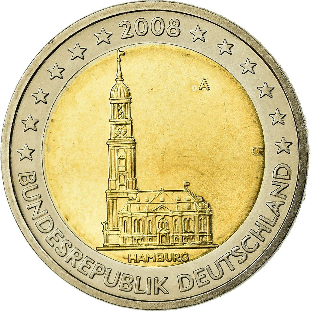 GERMANY - FEDERAL REPUBLIC, 2 Euro, 2008, MS(63), Bi-Metallic, KM:261