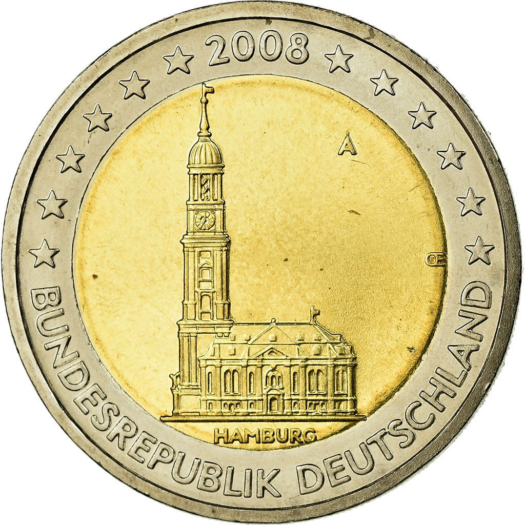 GERMANY - FEDERAL REPUBLIC, 2 Euro, 2008, MS(63), Bi-Metallic, KM:261