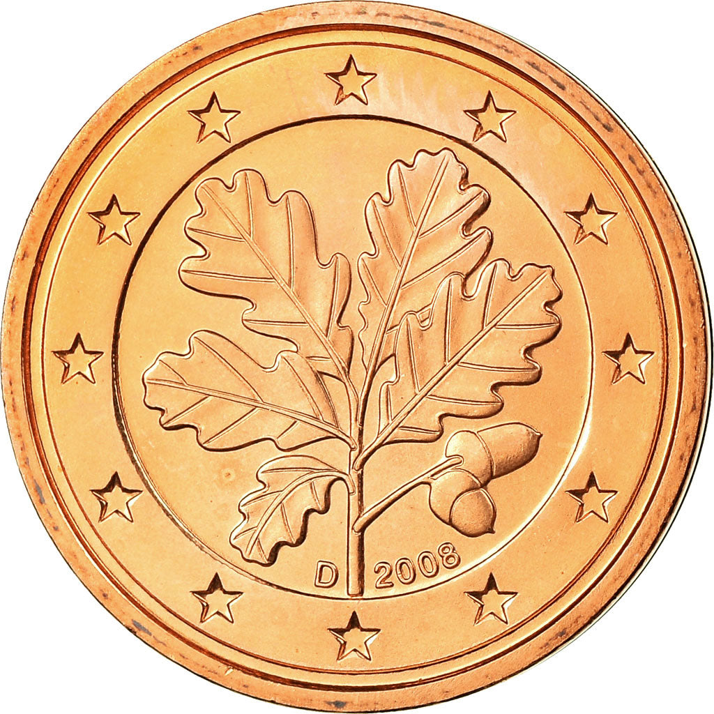 GERMANIA - REPUBBLICA FEDERALE, 2 Euro Cent, 2008, SPL, Acciaio placcato rame