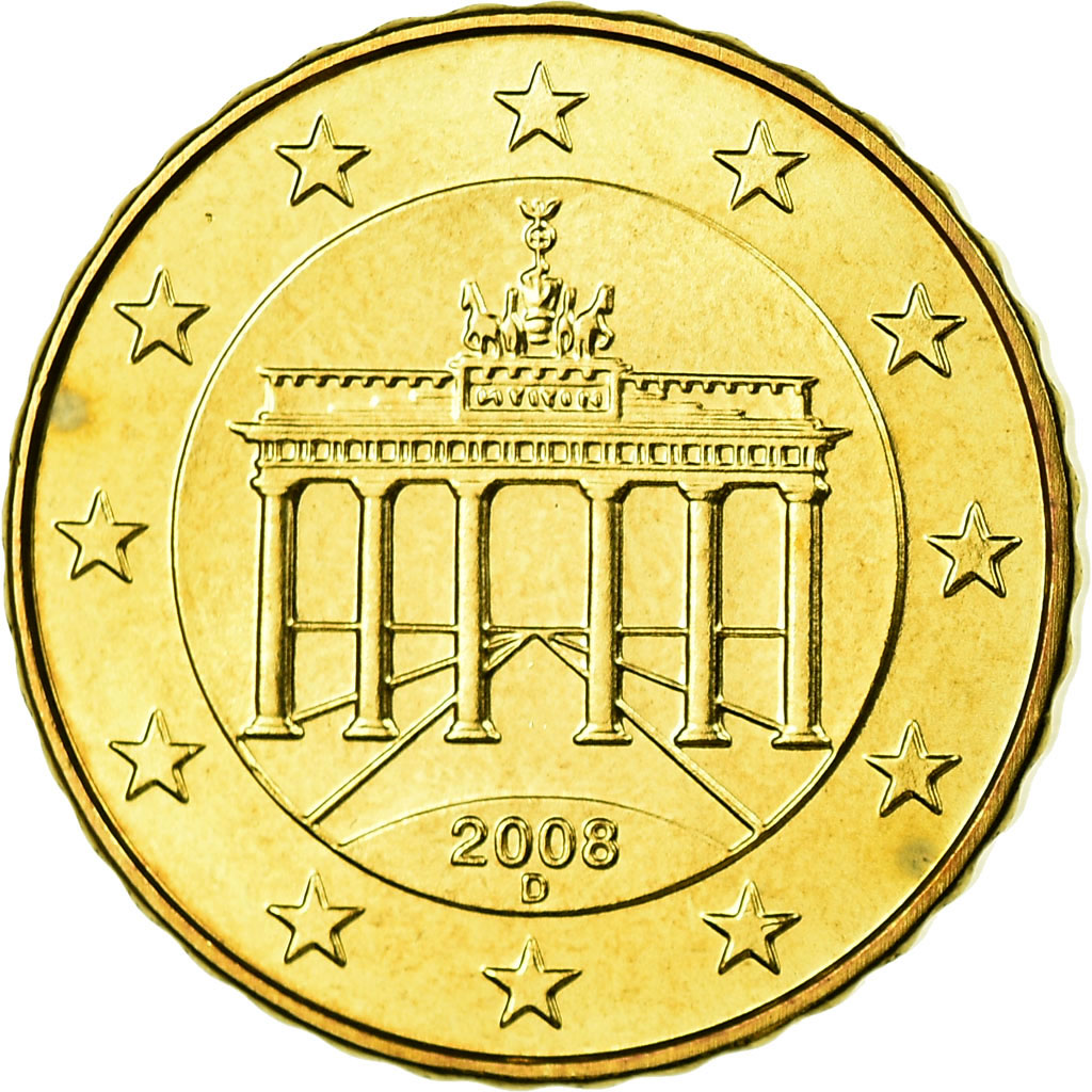 Bundesrepublik Deutschland, 10 Euro Cent, 2008, UNZ, Messing, KM:254
