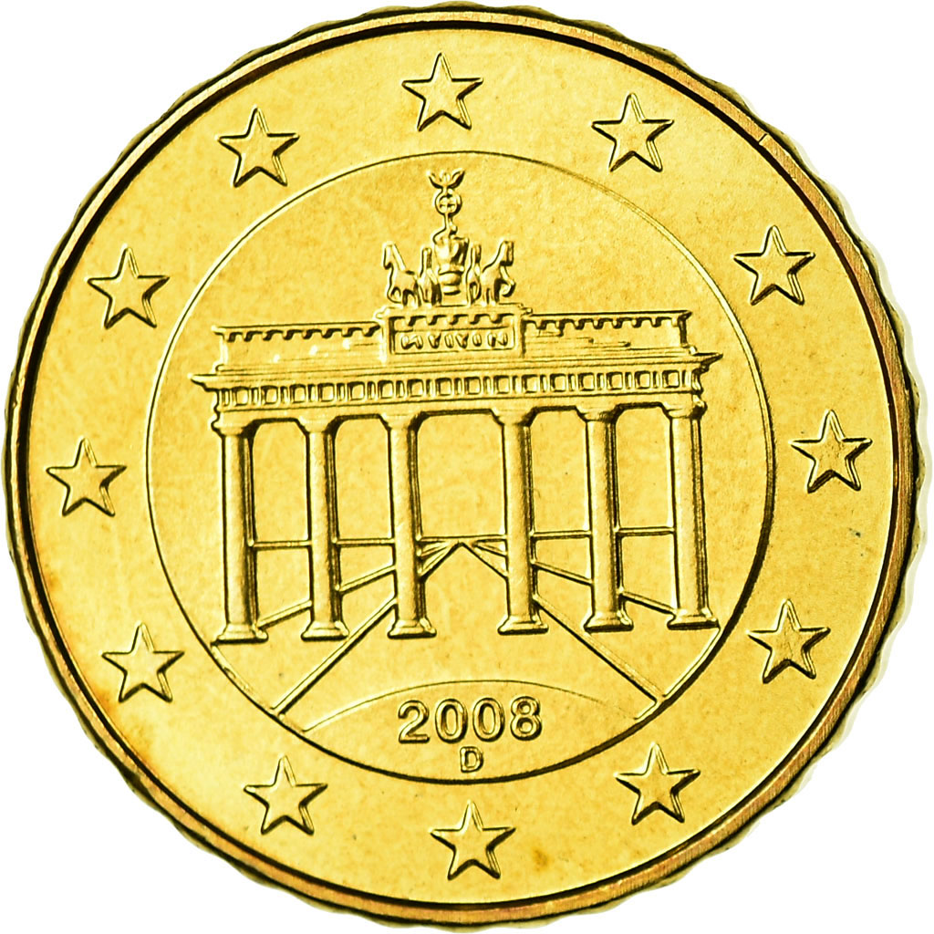 GERMANIA - REPUBBLICA FEDERALE, 10 Euro Cent, 2008, SPL, Ottone, KM:254