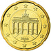 GERMANIA - REPUBBLICA FEDERALE, 20 Euro Cent, 2008, SPL, Ottone, KM:255