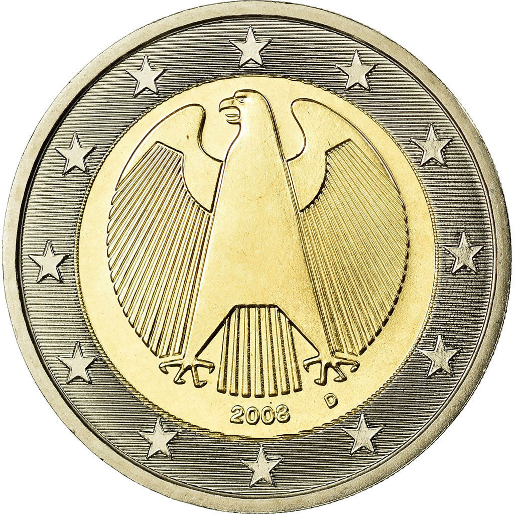 GERMANY - FEDERAL REPUBLIC, 2 Euro, 2008, MS(63), Bi-Metallic, KM:258