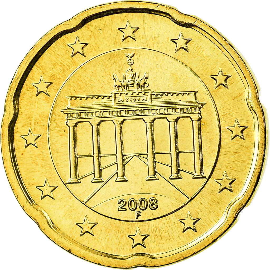 GERMANIA - REPUBBLICA FEDERALE, 20 Euro Cent, 2008, SPL, Ottone, KM:255