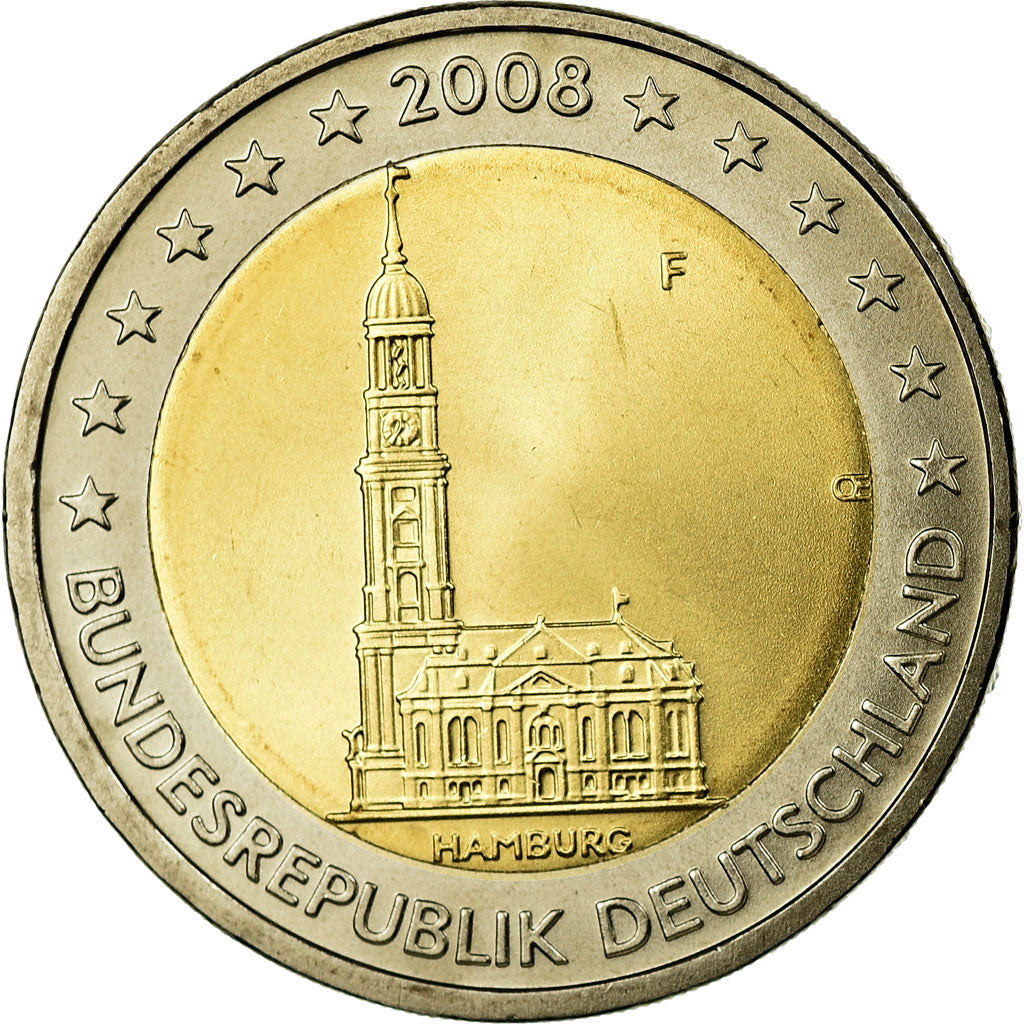 GERMANY - FEDERAL REPUBLIC, 2 Euro, 2008, MS(63), Bi-Metallic, KM:261