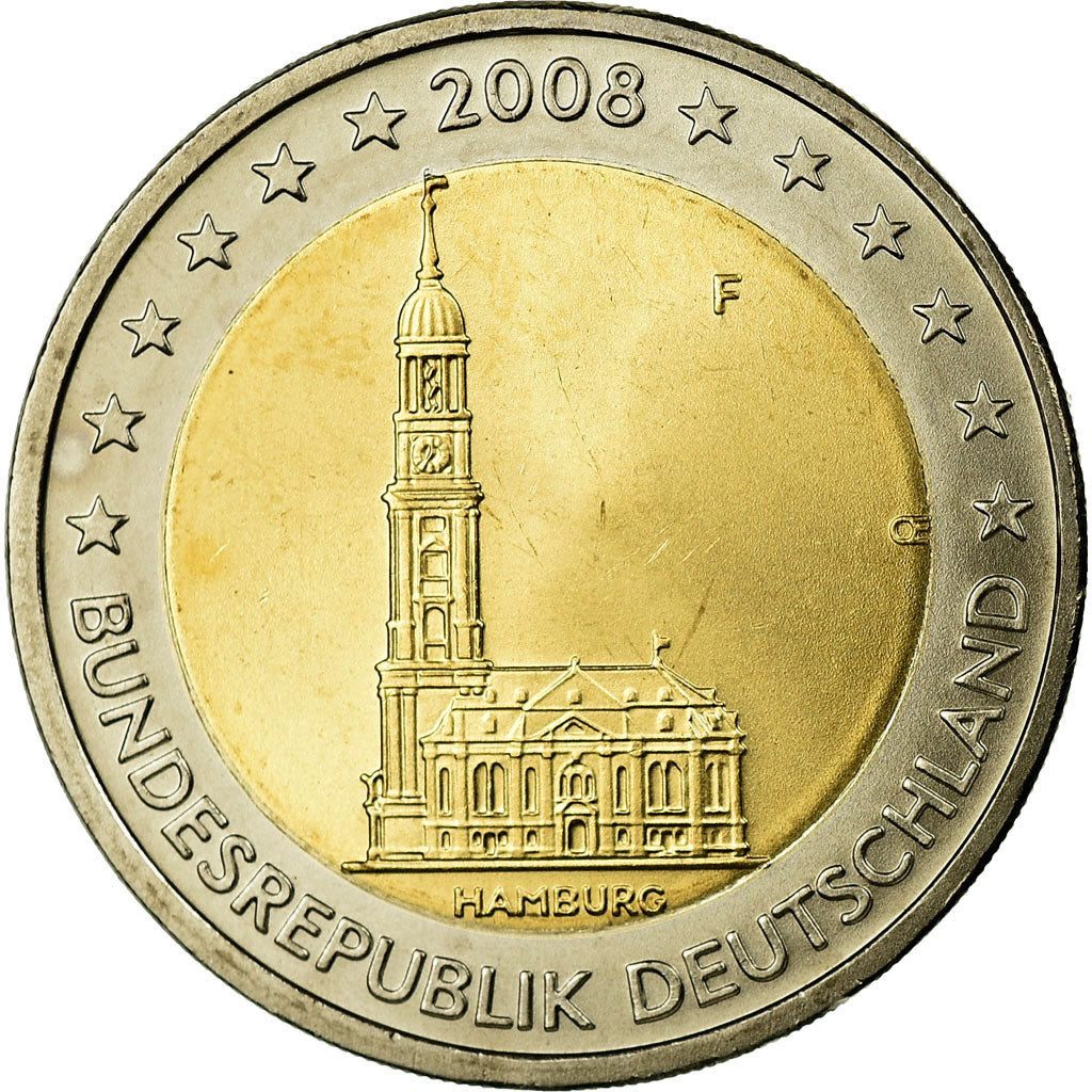GERMANY - FEDERAL REPUBLIC, 2 Euro, 2008, MS(63), Bi-Metallic, KM:261