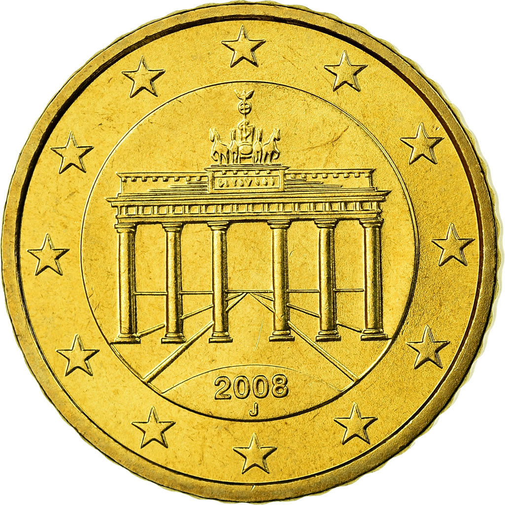 GERMANIA - REPUBBLICA FEDERALE, 50 Euro Cent, 2008, SPL, Ottone, KM:256