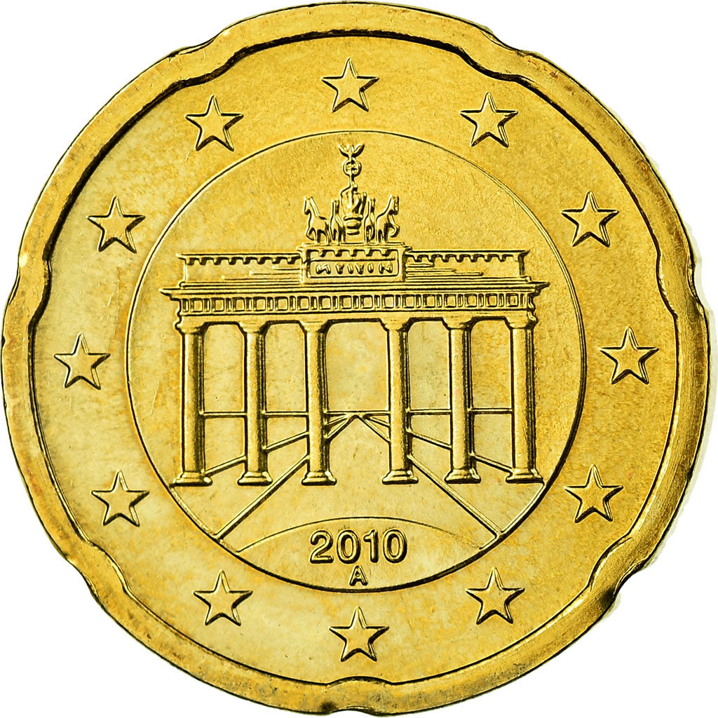 République fédérale allemande, 20 Euro Cent, 2010, SPL, Laiton, KM:255