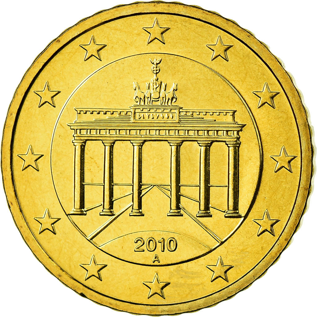 GERMANY - FEDERAL REPUBLIC, 50 Euro Cent, 2010, MS(63), Brass, KM:256