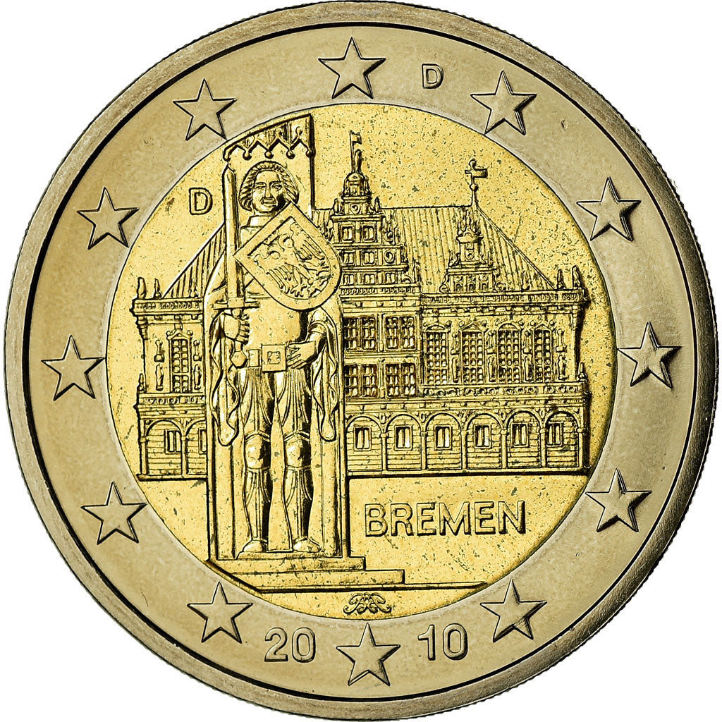 ALEMANIA - REPÚBLICA FEDERAL, 2 Euro, 2010, SC, Bimetálico, KM:285