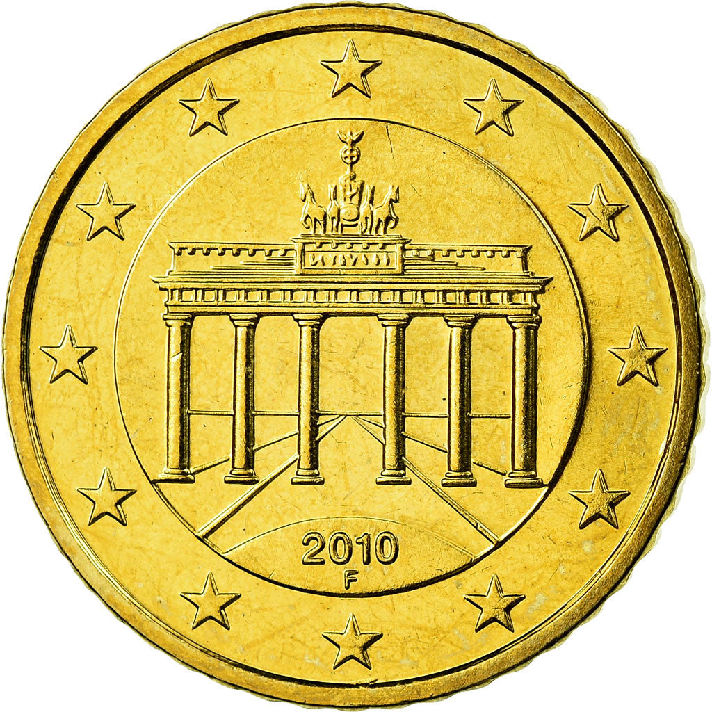 GERMANY - FEDERAL REPUBLIC, 50 Euro Cent, 2010, MS(63), Brass, KM:256