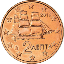 Grecia, 2 Euro Cent, 2010, SPL-, Acciaio placcato rame, KM:182