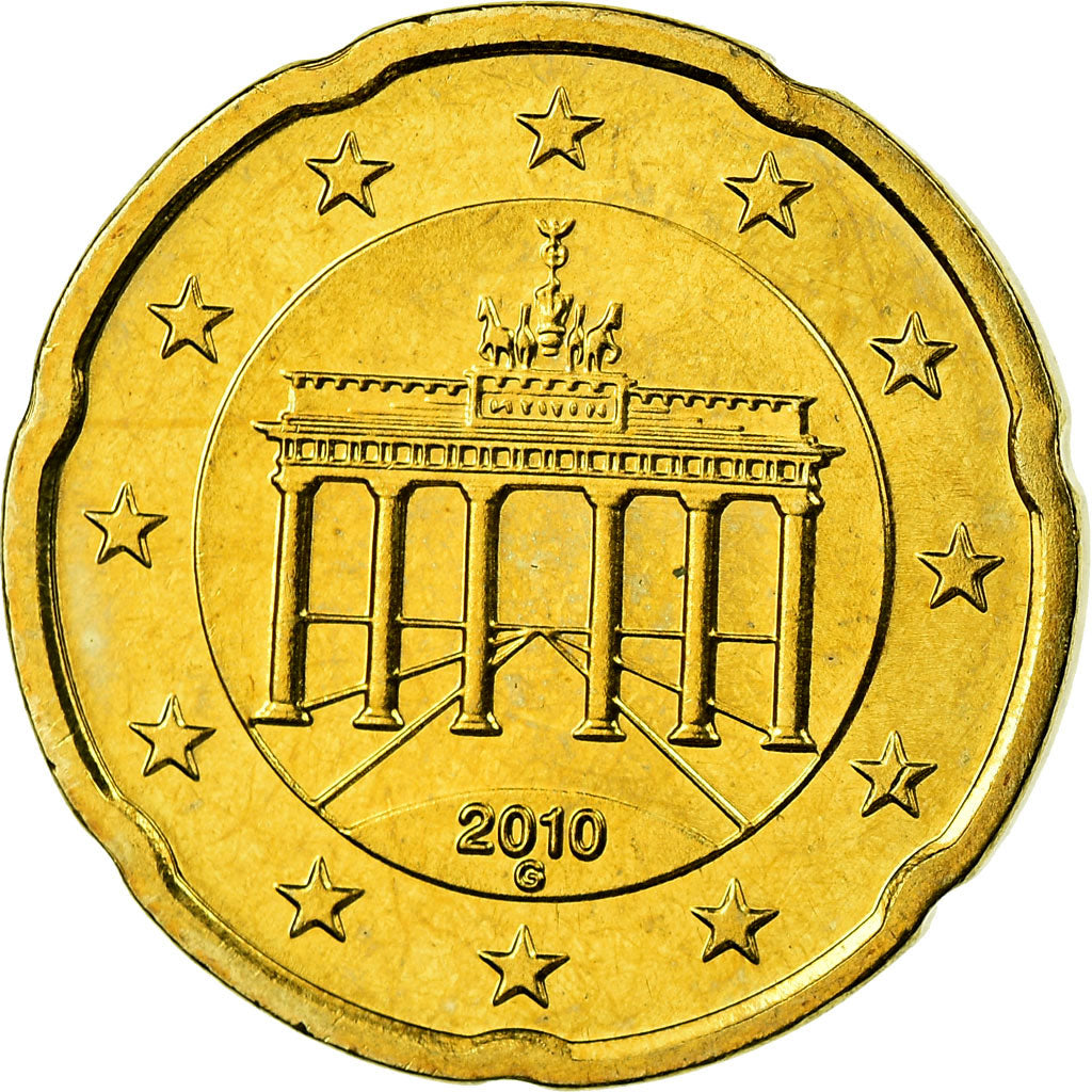 République fédérale allemande, 20 Euro Cent, 2010, SPL, Laiton, KM:255