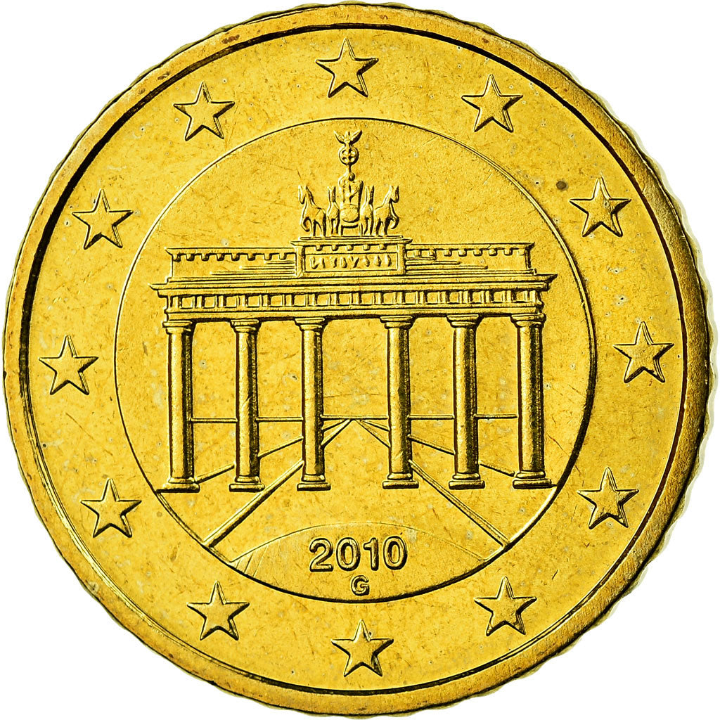 GERMANIA - REPUBBLICA FEDERALE, 50 Euro Cent, 2010, SPL, Ottone, KM:256