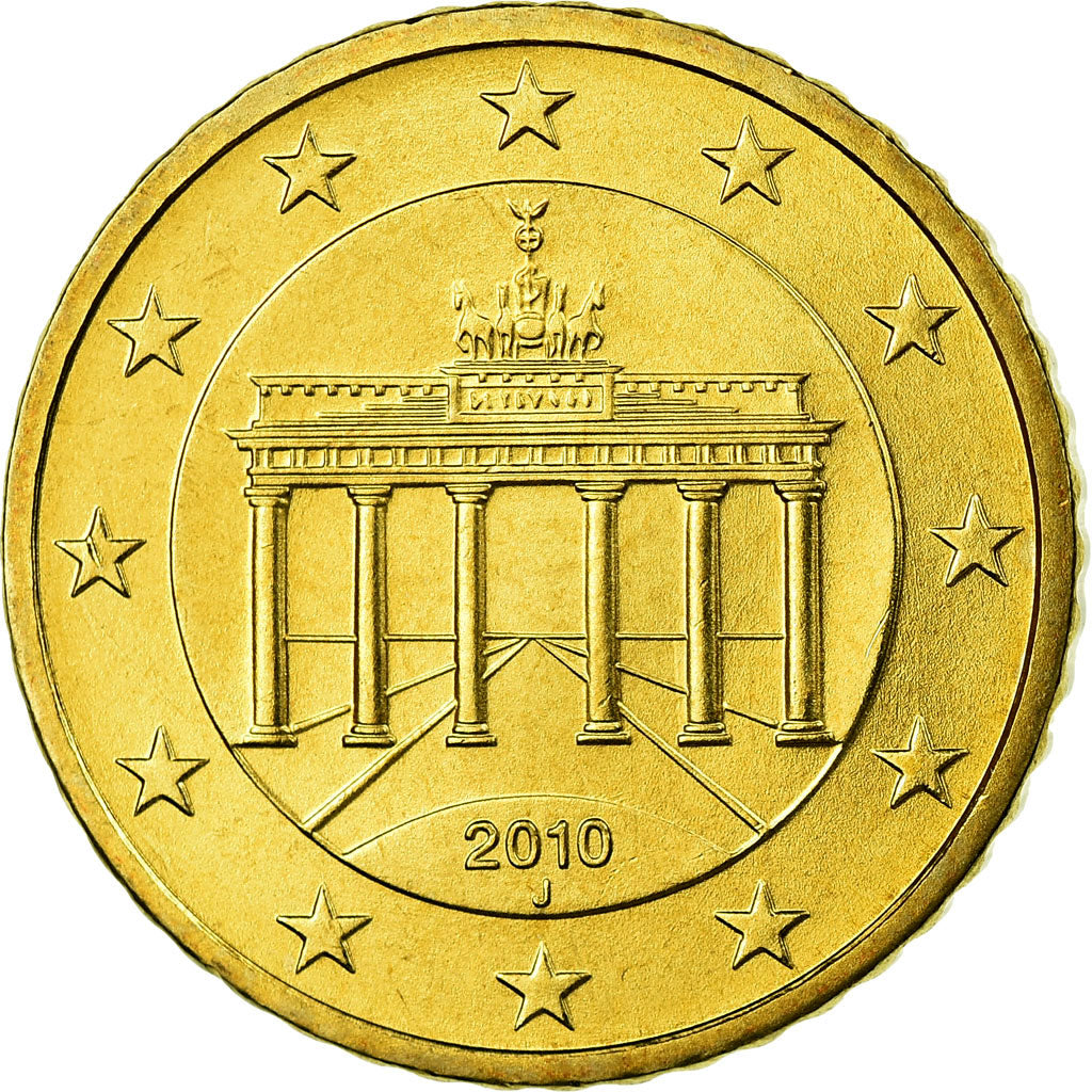 GERMANY - FEDERAL REPUBLIC, 50 Euro Cent, 2010, MS(63), Brass, KM:256