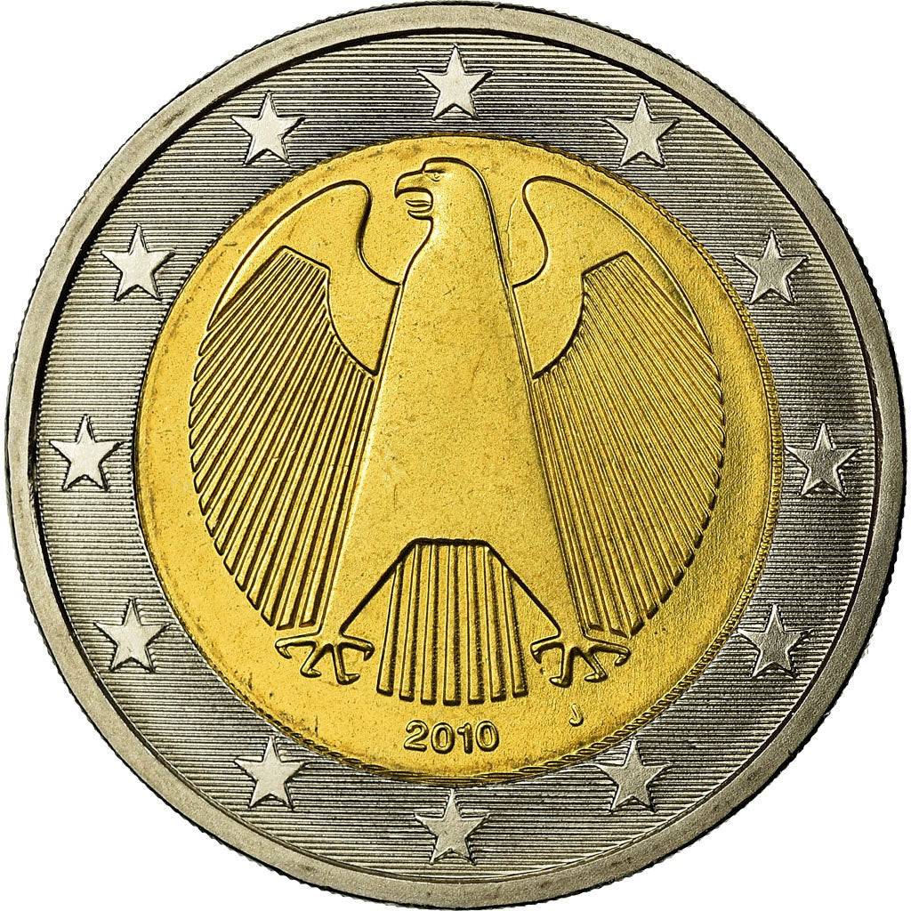 GERMANY - FEDERAL REPUBLIC, 2 Euro, 2010, AU(55-58), Bi-Metallic, KM:258
