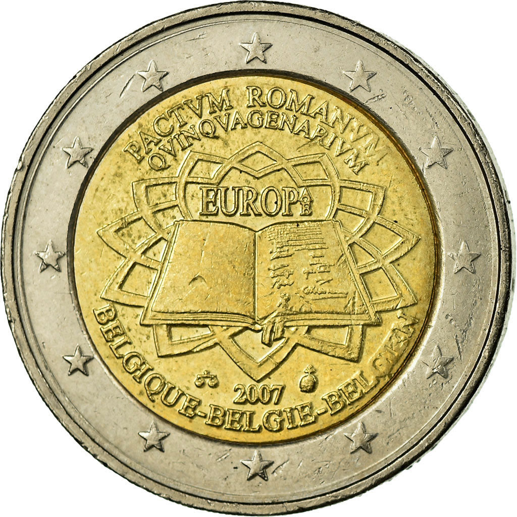 Belgium, 2 Euro, Traité de Rome 50 ans, 2007, EF(40-45), Bi-Metallic, KM:247