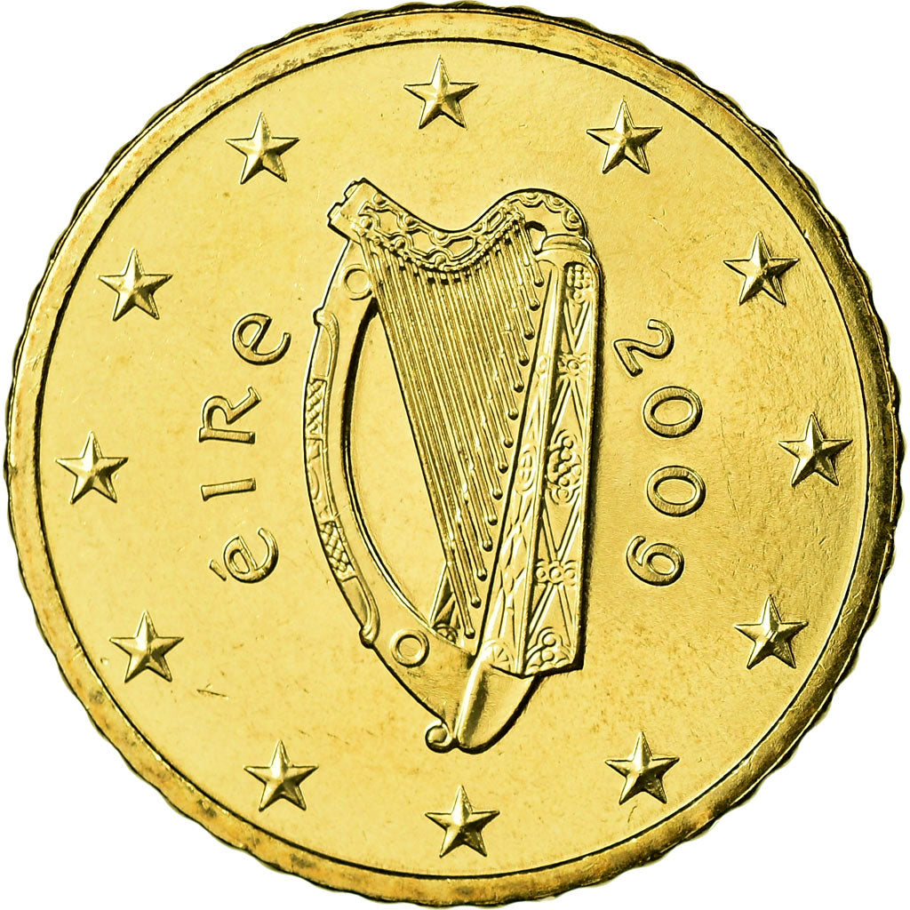 IRELAND REPUBLIC, 50 Euro Cent, 2009, MS(63), Brass, KM:49