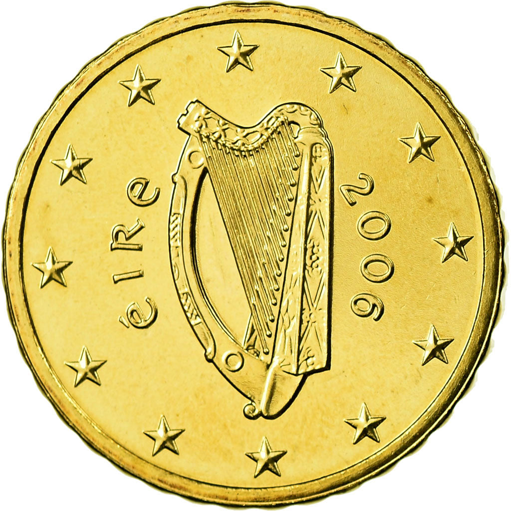 IRELAND REPUBLIC, 10 Euro Cent, 2006, UNZ, Messing, KM:35