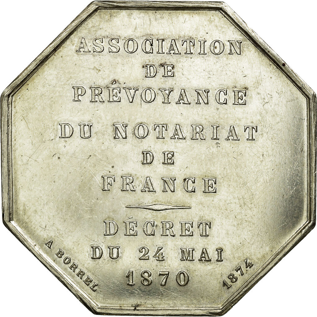 France, Token, Notary, 1870, MS(60-62), Silver, Lerouge:451