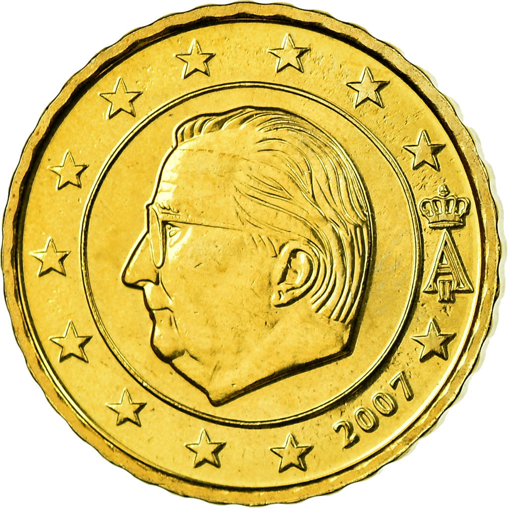 Belgio, 10 Euro Cent, 2007, SPL, Ottone, KM:242