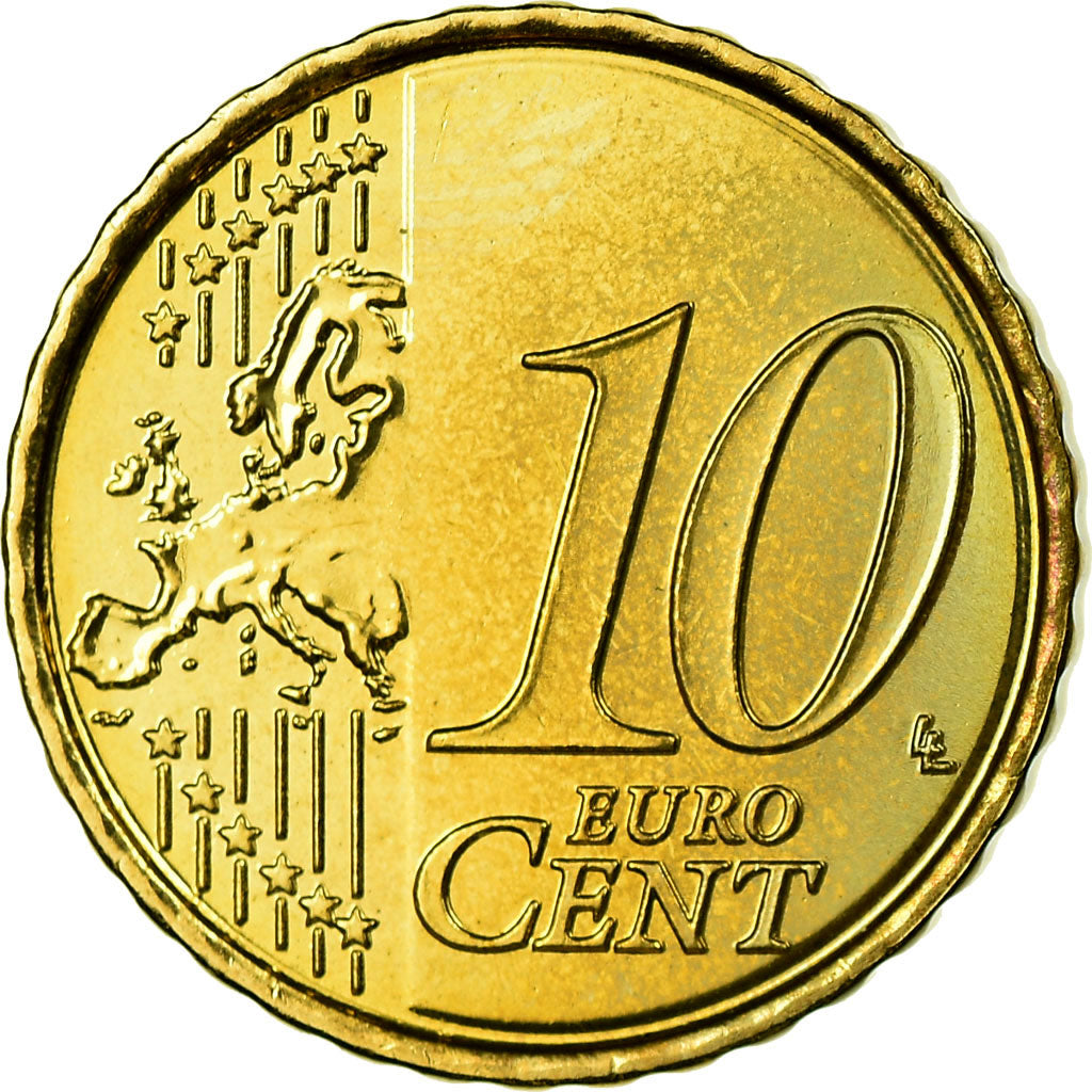 Belgio, 10 Euro Cent, 2007, SPL, Ottone, KM:242