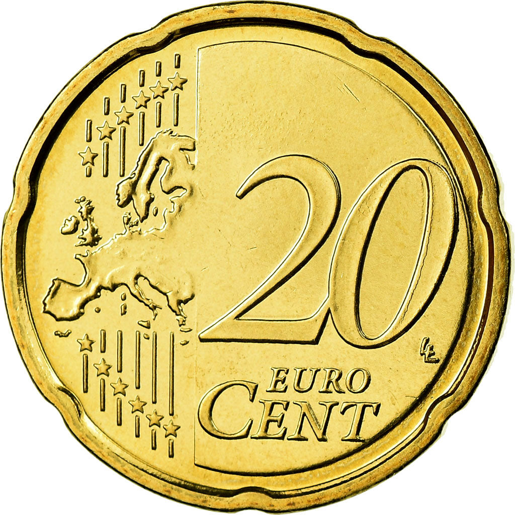 Cypr, 20 Euro Cent, 2009, MS(65-70), Mosiądz, KM:82