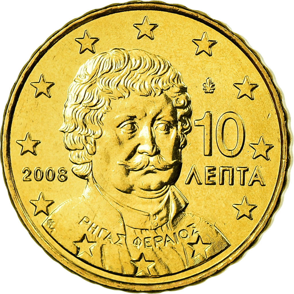 Griechenland, 10 Euro Cent, 2008, STGL, Messing, KM:211
