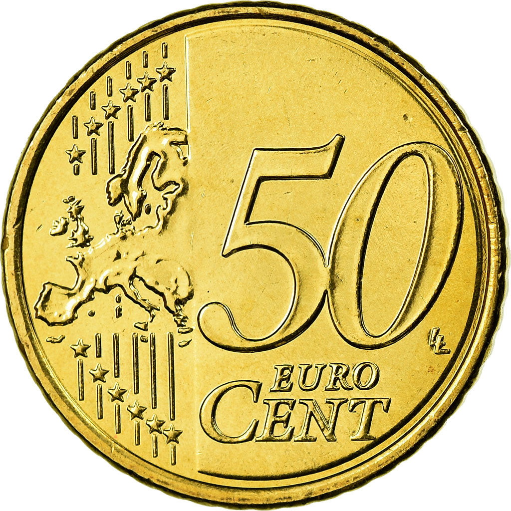 Grecja, 50 Euro Cent, 2008, Athens, MS(65-70), Mosiądz, KM:213