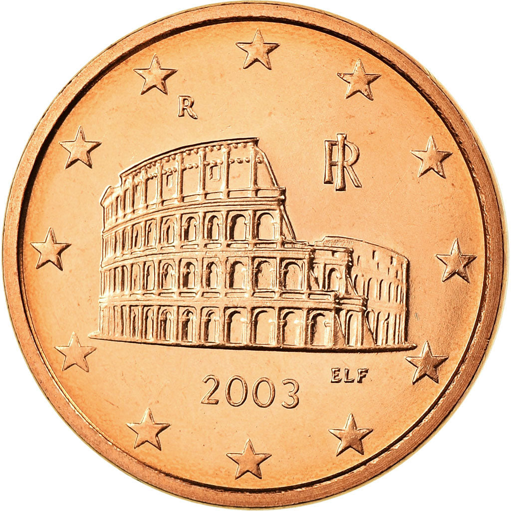Italia, 5 Euro Cent, 2003, FDC, Acciaio placcato rame, KM:212