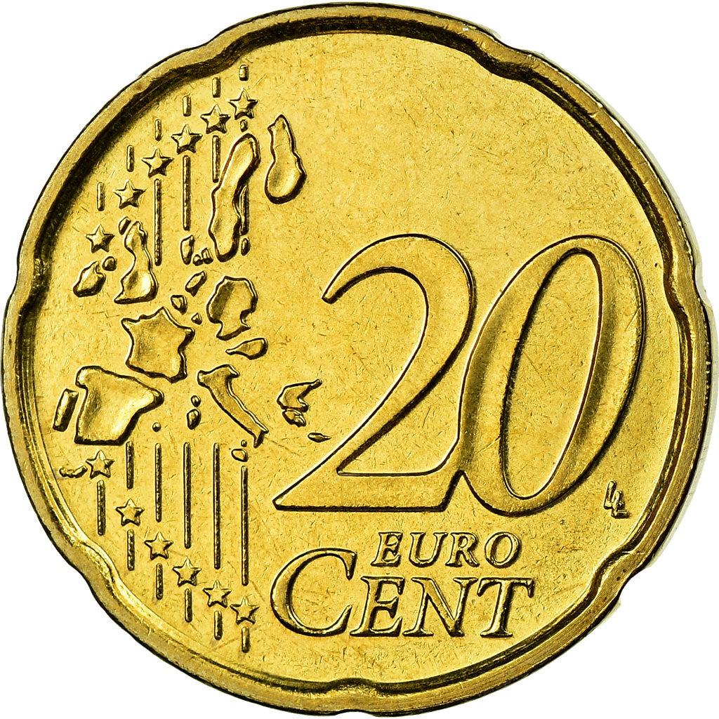 Włochy, 20 Euro Cent, 2003, Rome, MS(65-70), Mosiądz, KM:214