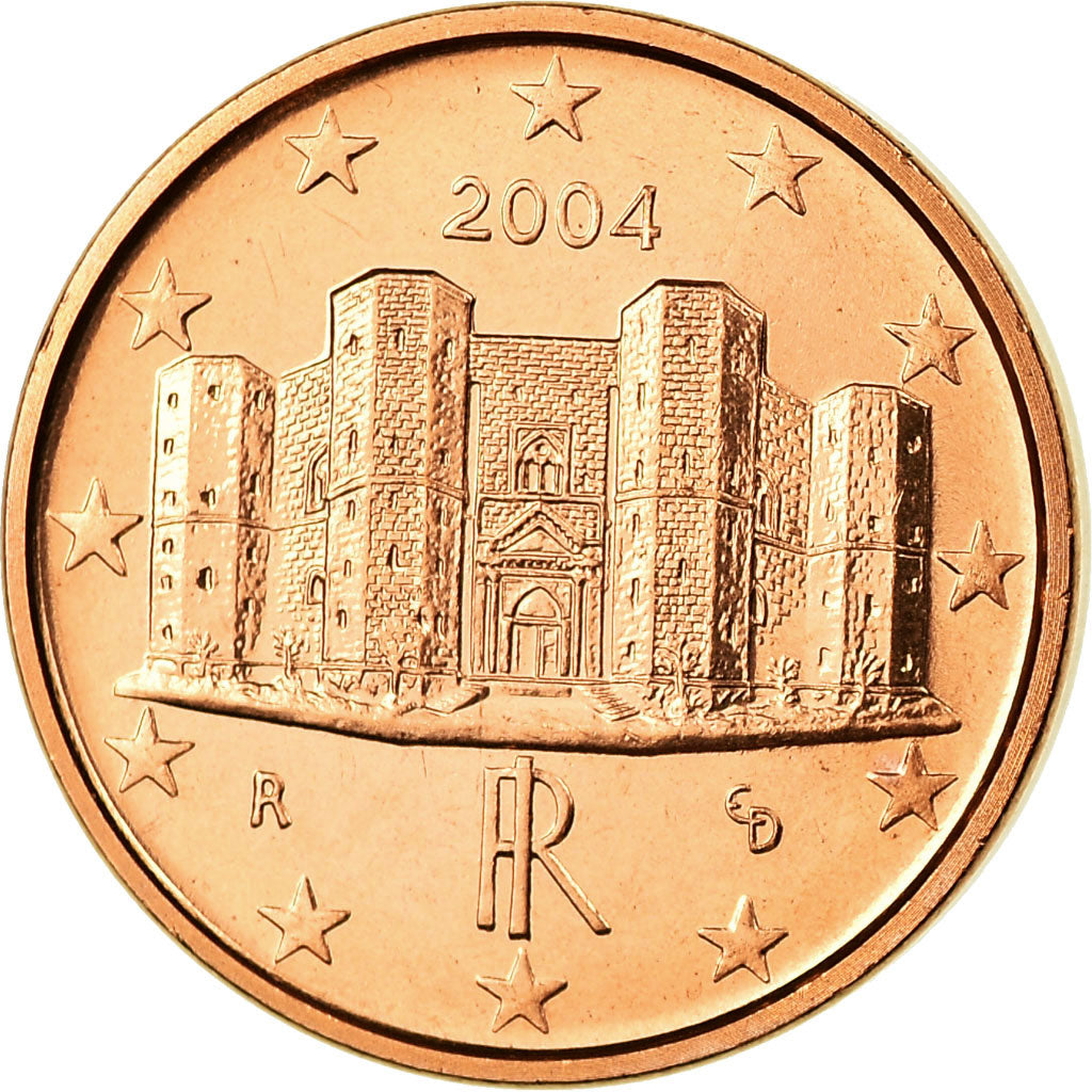 Włochy, Euro Cent, 2004, Rome, MS(65-70), Miedź platerowana stalą, KM:210