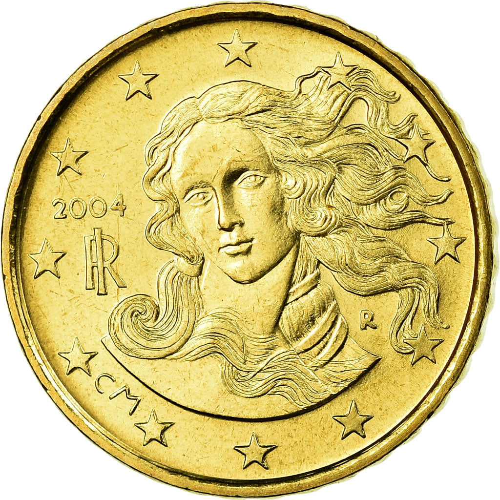 Italy, 10 Euro Cent, 2004, MS(65-70), Brass, KM:213
