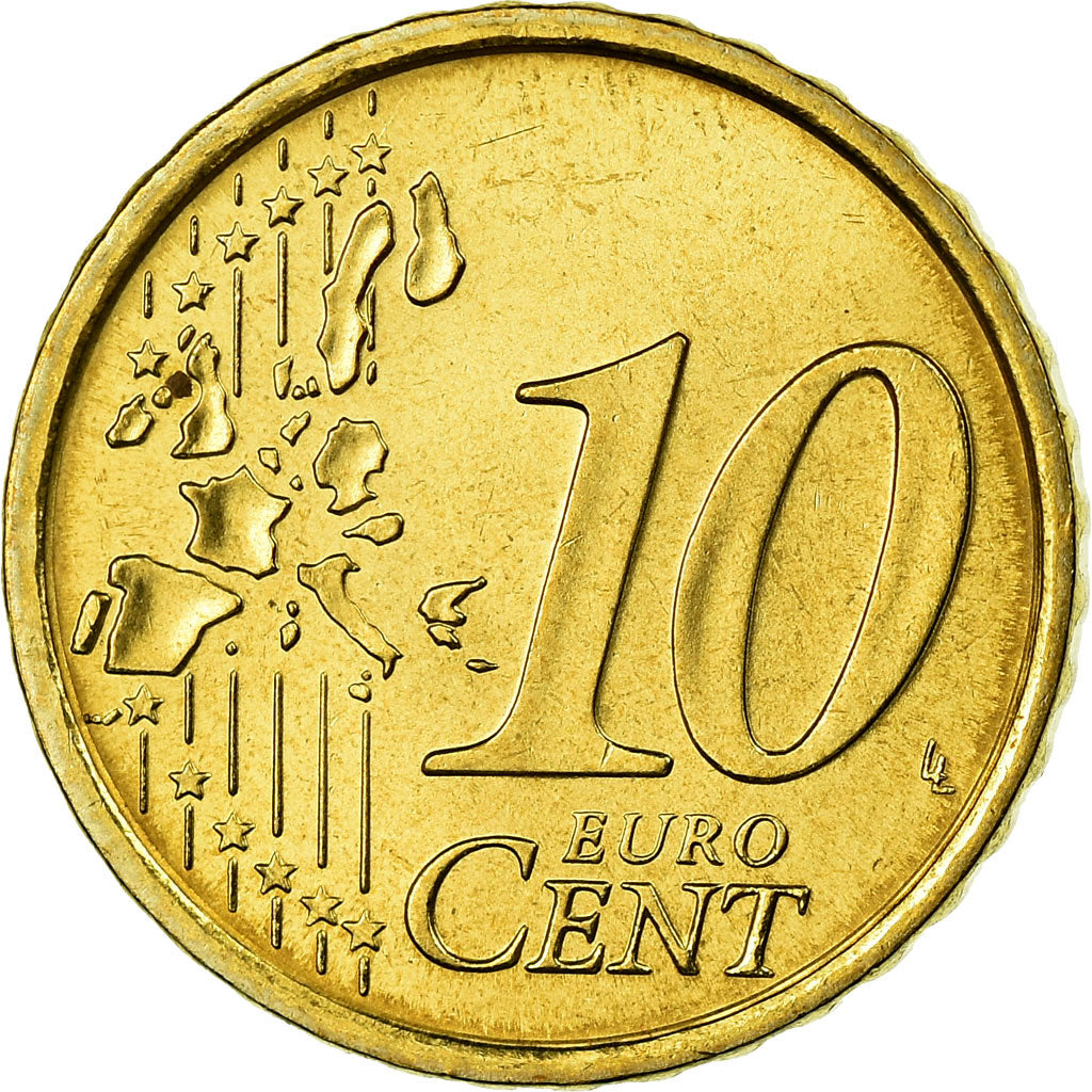 Italy, 10 Euro Cent, 2004, MS(65-70), Brass, KM:213