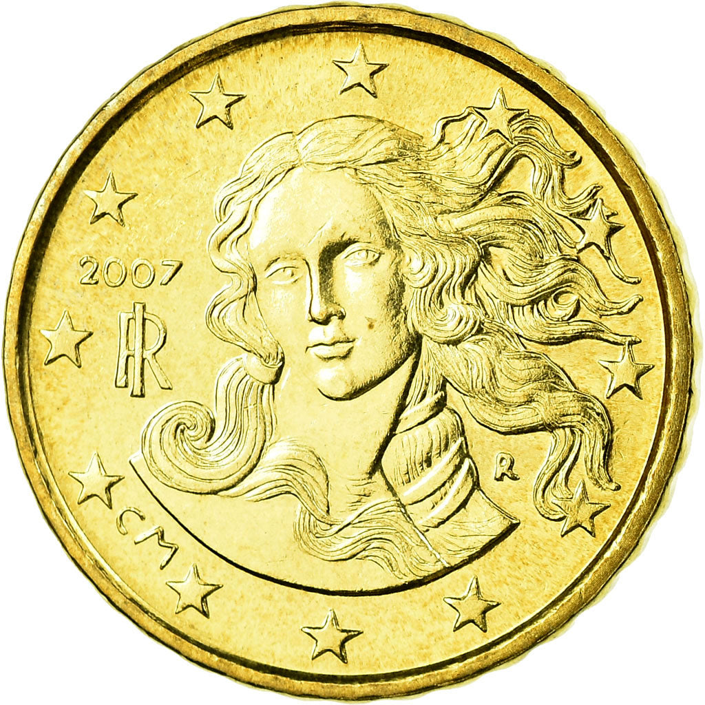 Italien, 10 Euro Cent, 2007, UNZ, Messing, KM:213