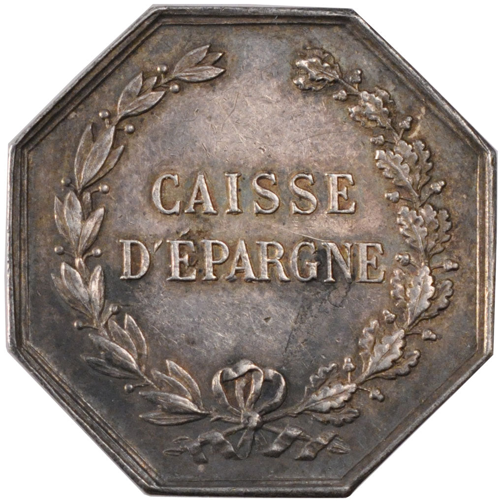 France, Savings Bank, Token, MS(60-62), Silver, Jacqmin #68, 15.15