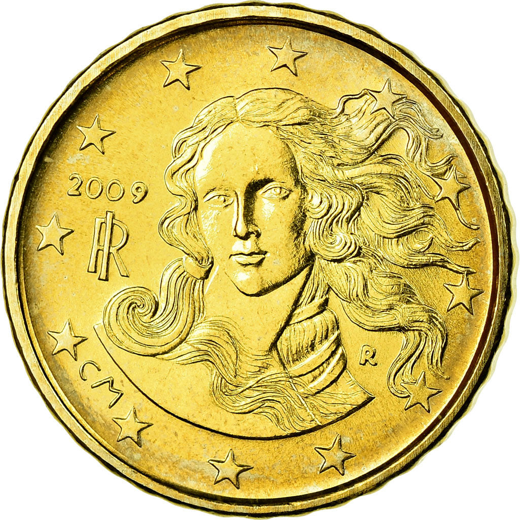 Italien, 10 Euro Cent, 2009, UNZ, Messing, KM:247