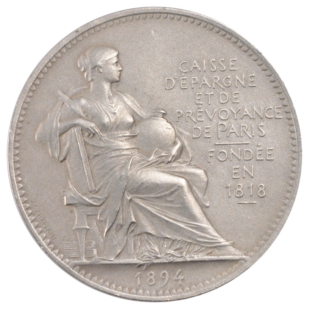 France, Savings Bank, Token, 1894, AU(55-58), Silver, Jacqmin #64a, 15.44