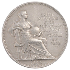 France, Savings Bank, Token, 1894, AU(55-58), Silver, Jacqmin #64a, 15.44