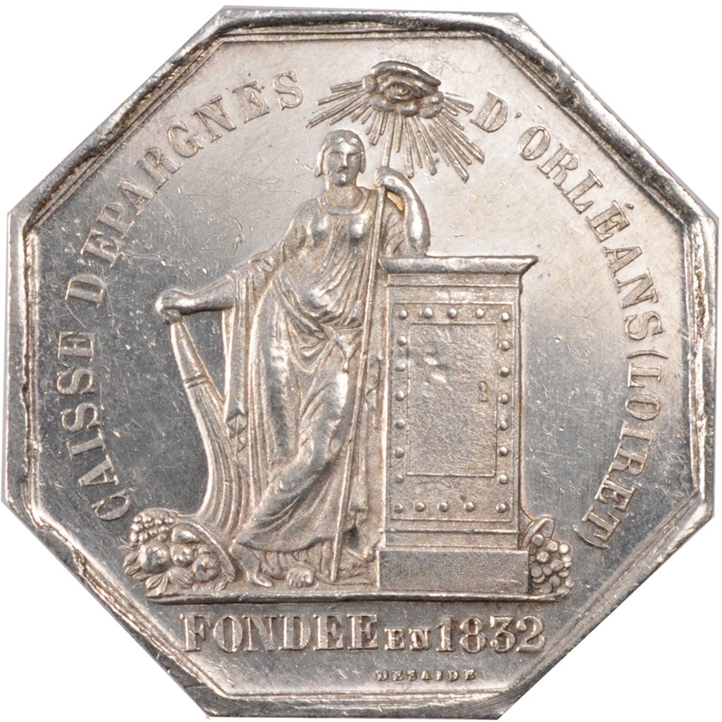 France, Savings Bank, Token, MS(60-62), Silver, Jacqmin #59, 12.55