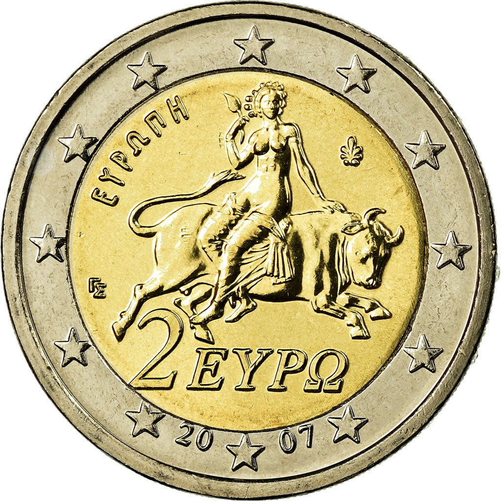 Grecia, 2 Euro, 2007, FDC, Bimetálico, KM:215