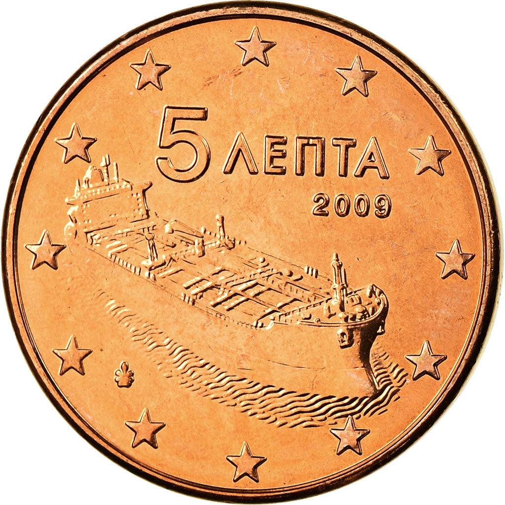 Grecia, 5 Euro Cent, 2009, SPL, Acciaio placcato rame, KM:183