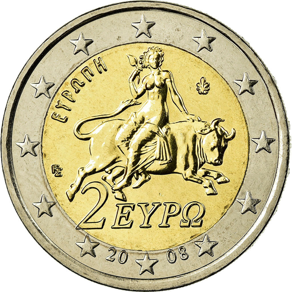 Greece, 2 Euro, 2008, MS(63), Bi-Metallic, KM:215