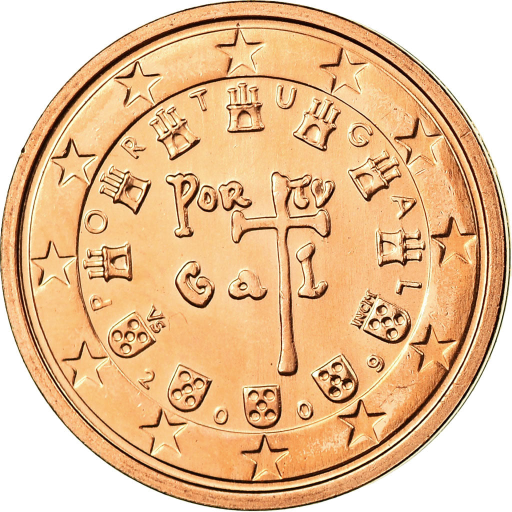 Portugal, 2 Euro Cent, 2009, MS(63), Aço Cromado a Cobre, KM:741