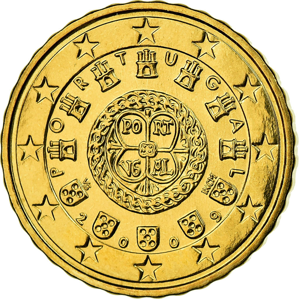 Portugal, 10 Euro Cent, 2009, MS(63), Latão, KM:763
