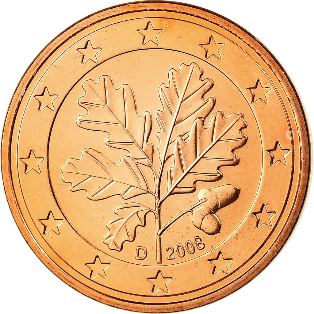 GERMANIA - REPUBBLICA FEDERALE, 5 Euro Cent, 2008, FDC, Acciaio placcato rame