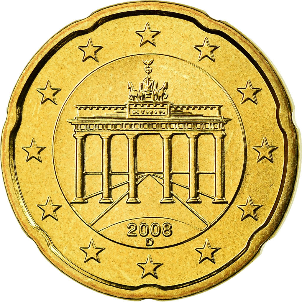 GERMANIA - REPUBBLICA FEDERALE, 20 Euro Cent, 2008, FDC, Ottone, KM:255