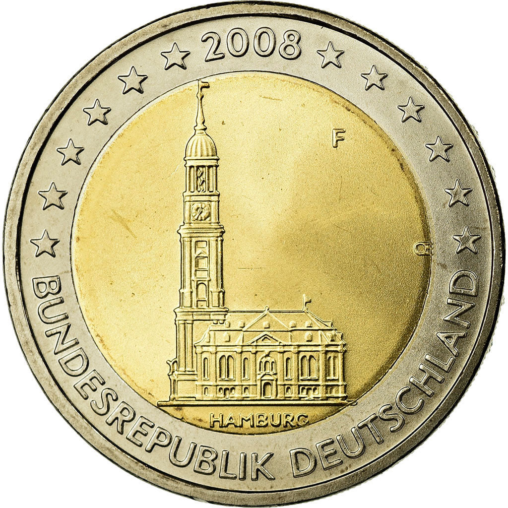 ALEMANIA - REPÚBLICA FEDERAL, 2 Euro, 2008, FDC, Bimetálico, KM:261